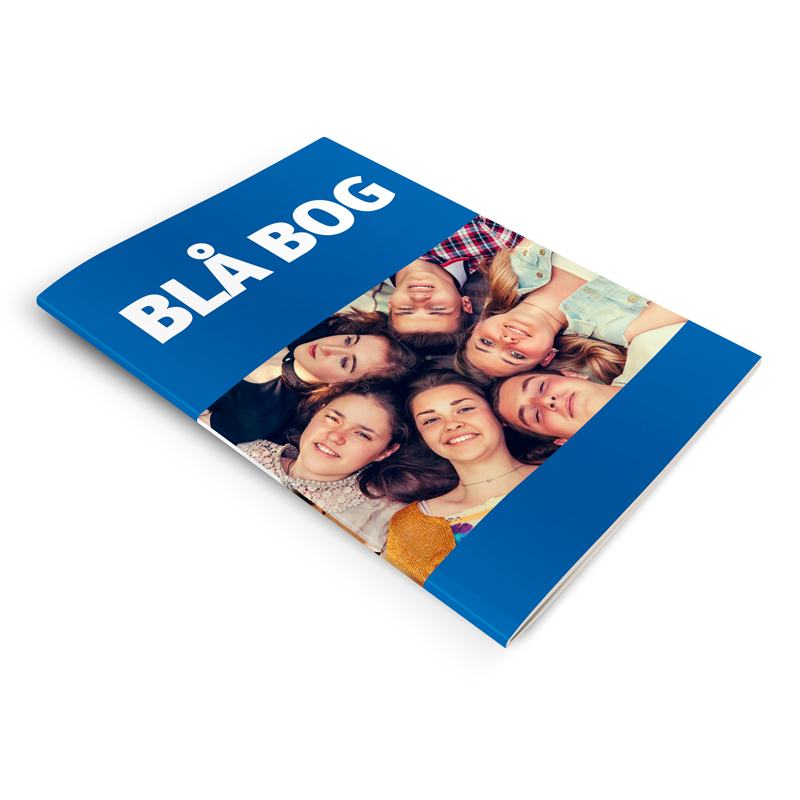 softcover blå bog